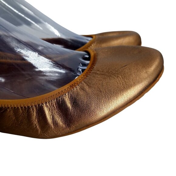 Juil The Flat Gold Bronze Leather Metallic Slip On Ballerina Flats Size 10 - Picture 14 of 14
